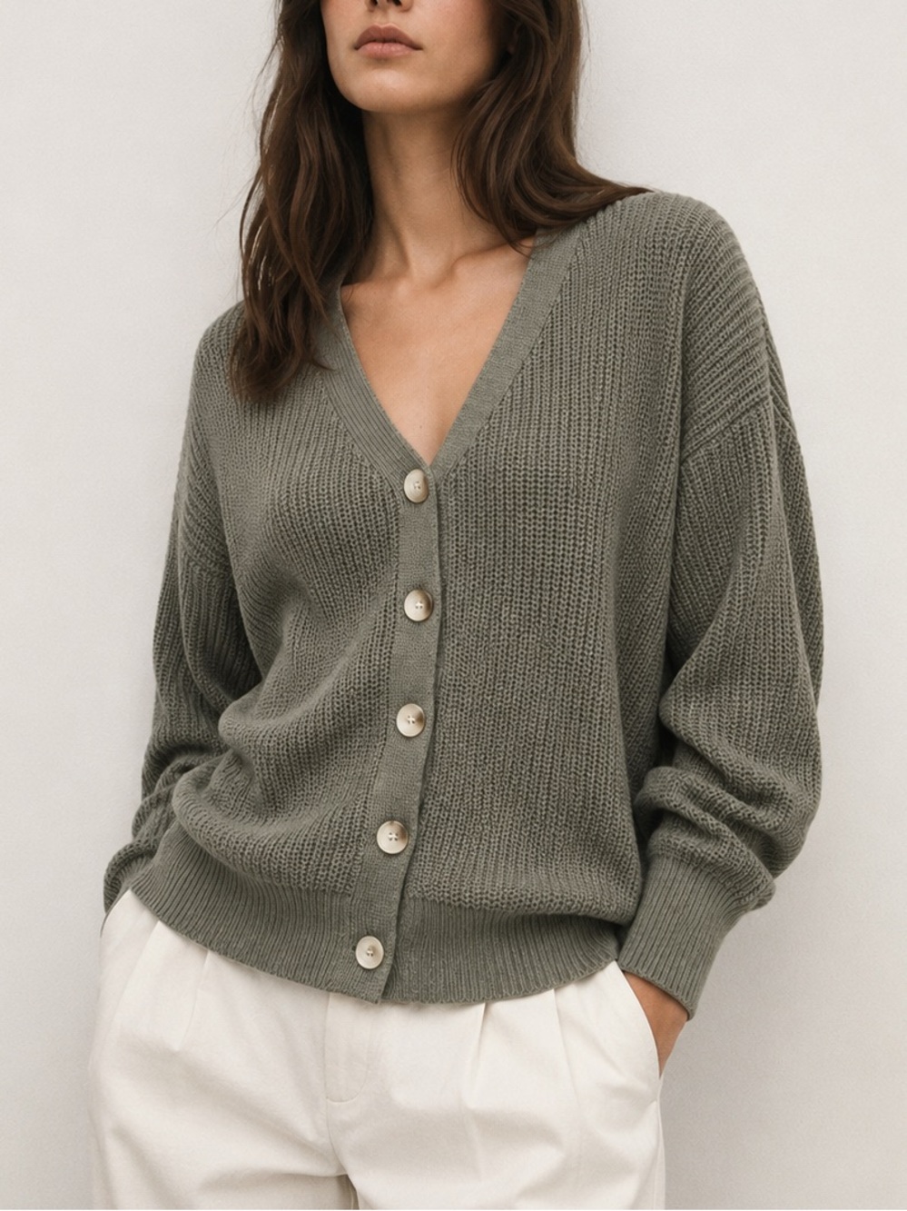 Button up gray cardigan sweater
